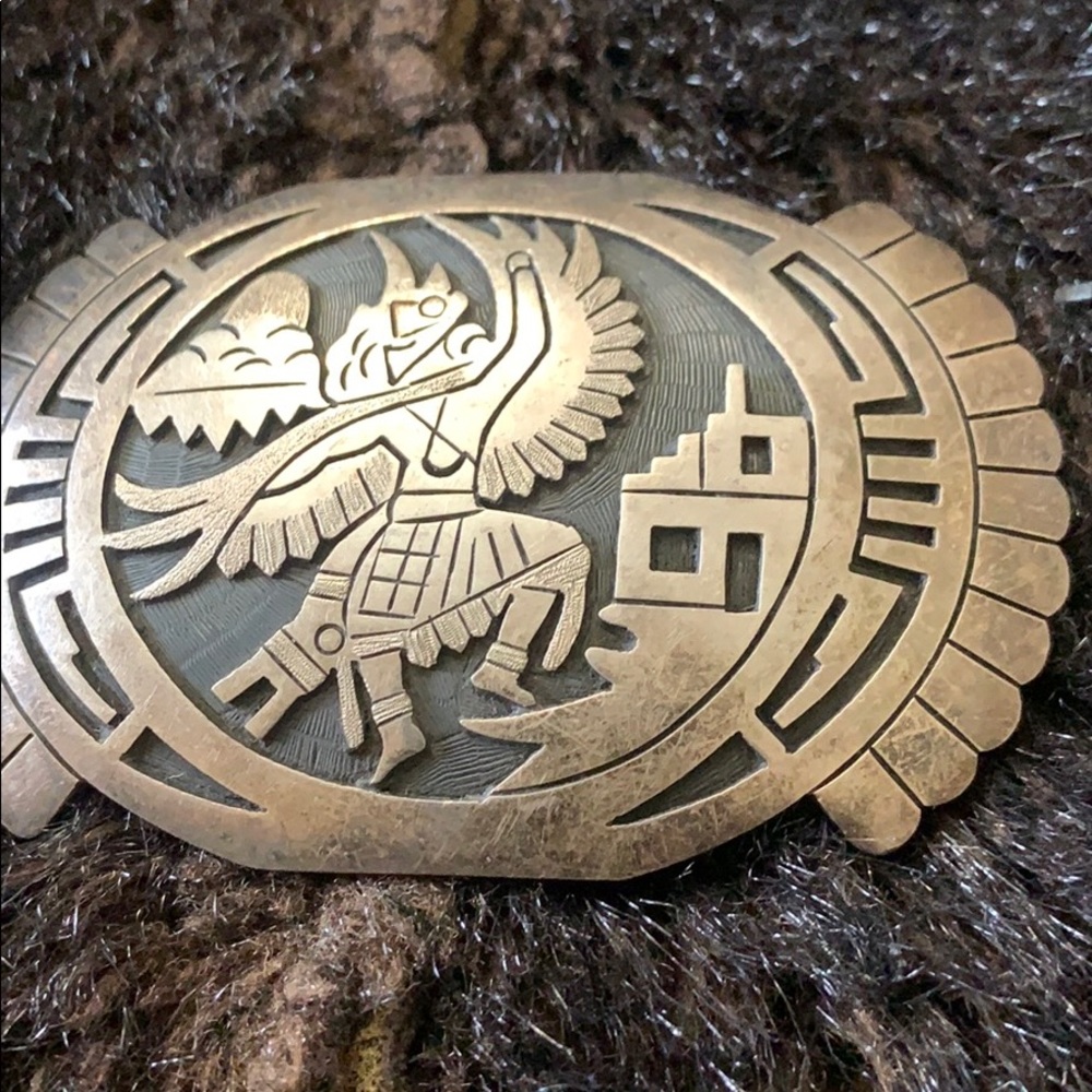 Hopi Kachina Sterling Belt Buckle